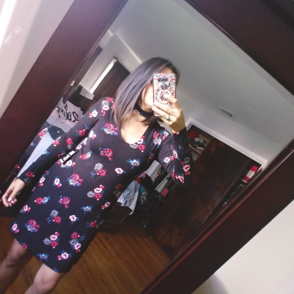 Black Floral mini dress XS